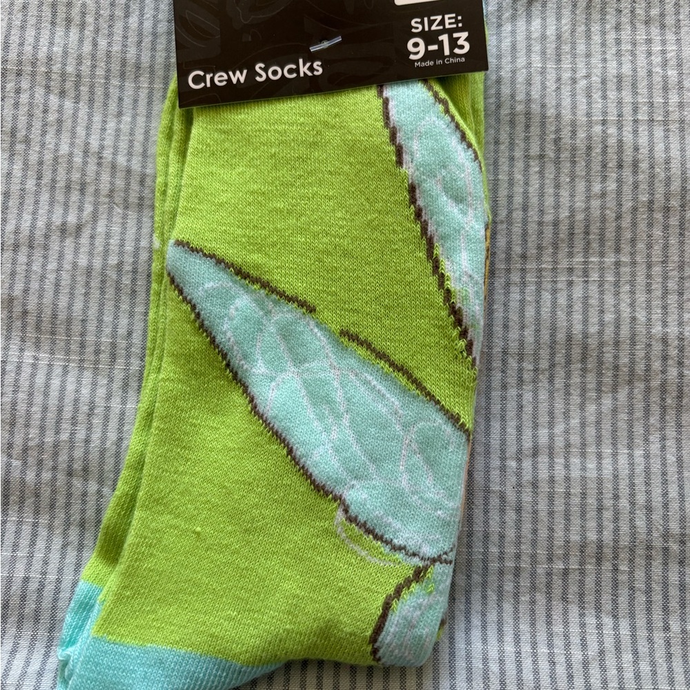 Disney Lime Green Crew Socks with Leaf Design